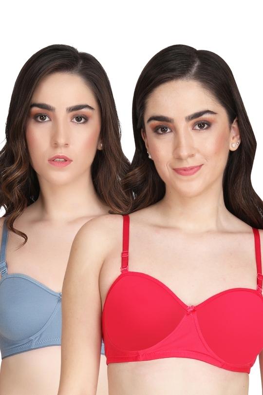 Liigne Women Half Cup Padded Bra (Pack Of 2) - Made of Pure Cotton Full Coverage Non Wired Pushup Soft Cup for T-Shirt Saree Dress Sports Garment for Daily Use Everyday