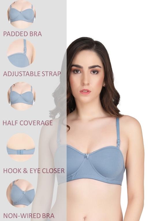 Liigne Women Half Cup Padded Bra (Pack Of 2) - Made of Pure Cotton Full Coverage Non Wired Pushup Soft Cup for T-Shirt Saree Dress Sports Garment for Daily Use Everyday