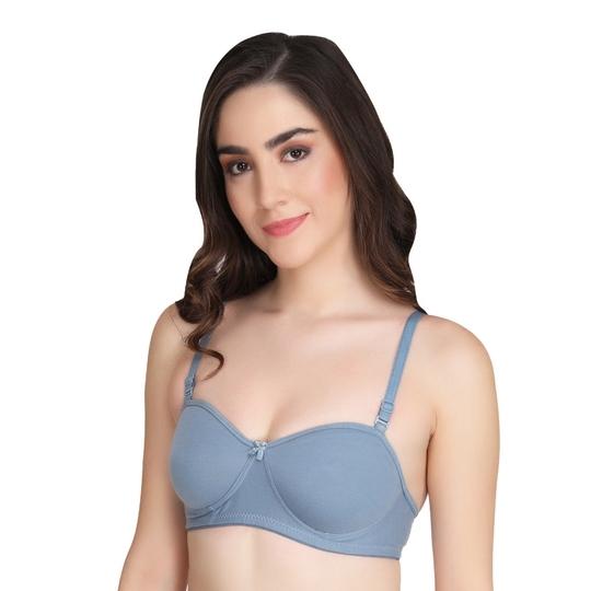 Liigne Women Half Cup Padded Bra (Pack Of 2) - Made of Pure Cotton Full Coverage Non Wired Pushup Soft Cup for T-Shirt Saree Dress Sports Garment for Daily Use Everyday