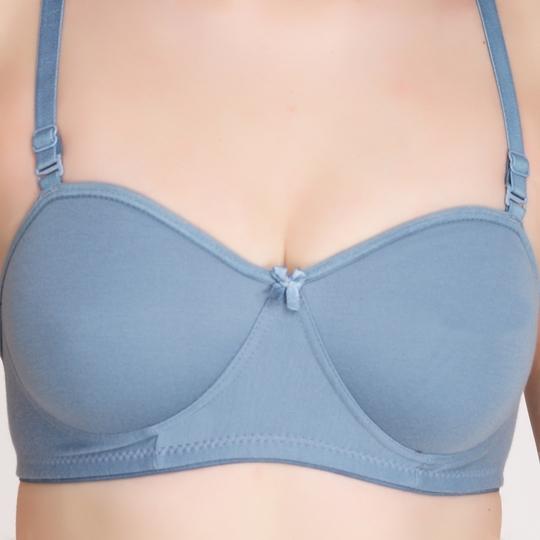 Liigne Women Half Cup Padded Bra (Pack Of 2) - Made of Pure Cotton Full Coverage Non Wired Pushup Soft Cup for T-Shirt Saree Dress Sports Garment for Daily Use Everyday