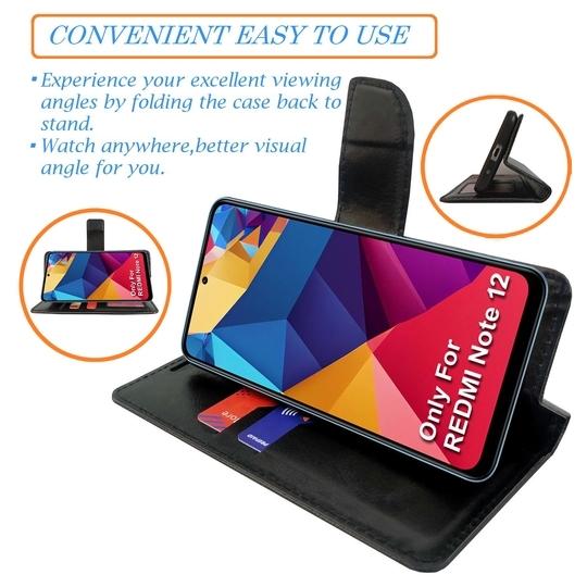 A D Enterprises Orange Pattern  Flip Cover for Redmi Note 12 4G | Magnetic Case |  Shock Absorbent | Flip Cover Redmi Note 12 4G
