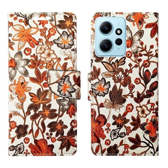 A D Enterprises Orange Pattern  Flip Cover for Redmi Note 12 4G | Magnetic Case |  Shock Absorbent | Flip Cover Redmi Note 12 4G