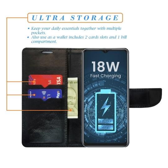 A D Enterprises Glitter Flip Cover for Lava O1 4G | Magnetic Case | Shock Absorbent | Flip Cover Lava O1 4G