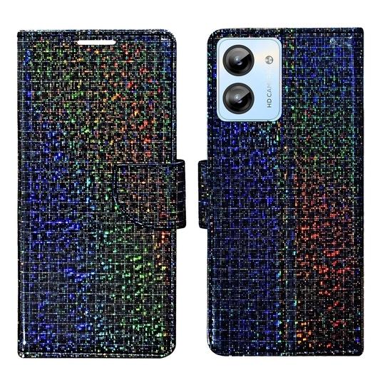 A D Enterprises Glitter Flip Cover for Lava O1 4G | Magnetic Case | Shock Absorbent | Flip Cover Lava O1 4G