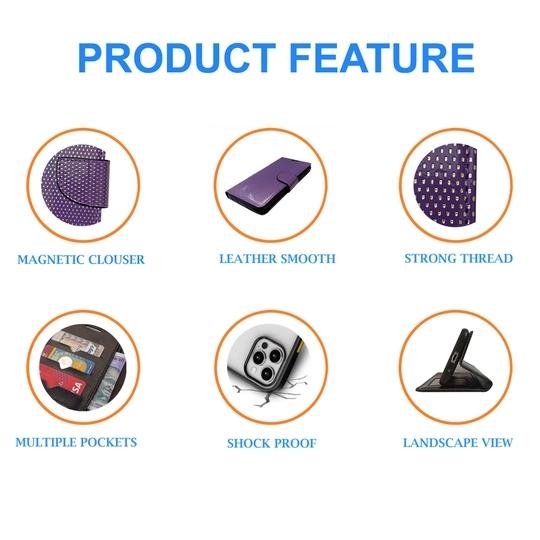 A D Enterprises Net Purple Flip Cover for REALME 12 5G | Magnetic Case | Shock Absorbent | Flip Cover REALME 12 5G