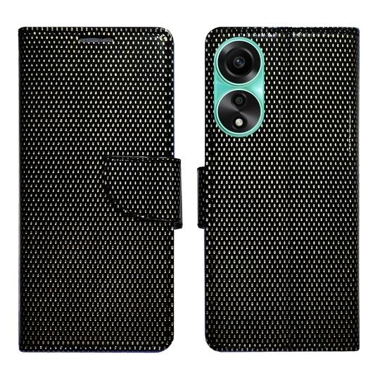 A D Enterprises Net Black Flip Cover for Oppo A58 4G | Magnetic Case | Shock Absorbent | Flip Cover Oppo A58 4G