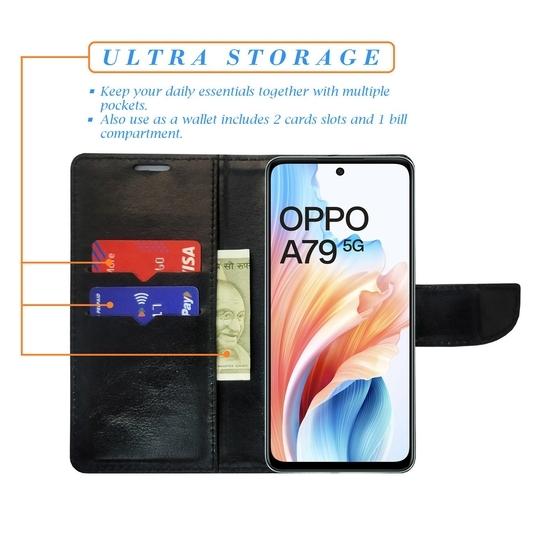 A D Enterprises Pink Dot Flip Cover for Oppo A79 5G | Magnetic Case |  Shock Absorbent | Flip Cover Oppo A79 5G