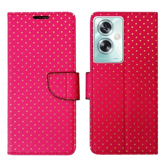 A D Enterprises Pink Dot Flip Cover for Oppo A79 5G | Magnetic Case |  Shock Absorbent | Flip Cover Oppo A79 5G