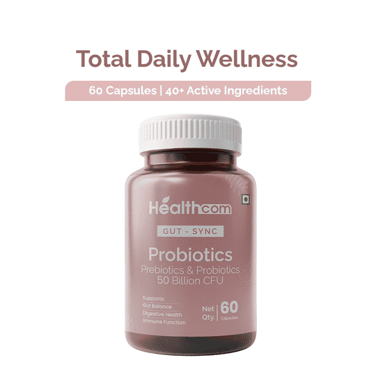 Healthcom Gut Sync (Probiotics) Capsules | 60 Capsules | Supports Gut Health, Digestion & Immunity