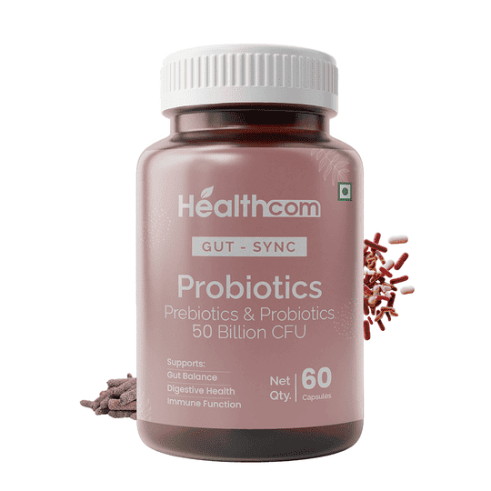 Healthcom Gut Sync (Probiotics) Capsules | 60 Capsules | Supports Gut Health, Digestion & Immunity