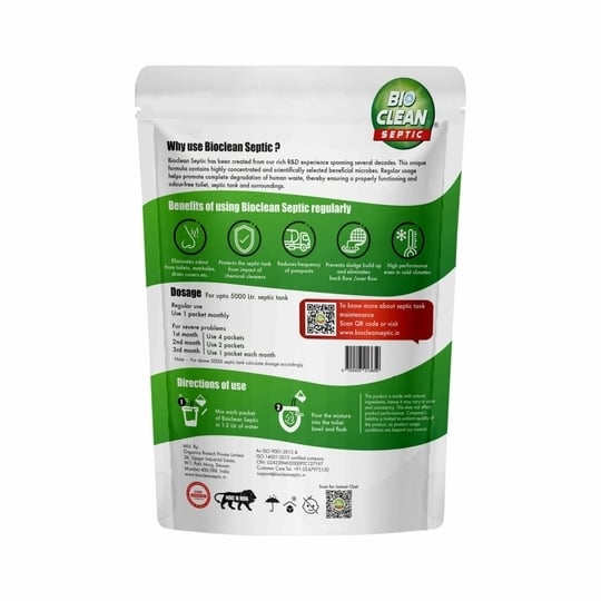 Bioclean Septic Organica Bioclean Septic Tank Cleaner | Odour Removing Effective Bacteria Powder |Reduces Sludge Build-up |Easy to use | Safe for all pipes and drains | Eco-Friendly | Available in Pack of 1 (250 gm)
