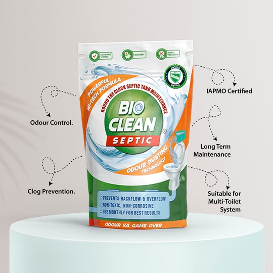 Bioclean Septic Organica Bioclean Septic Tank Cleaner | Odour Removing Effective Bacteria Powder |Reduces Sludge Build-up |Easy to use | Safe for all pipes and drains | Eco-Friendly | Available in Pack of 1 (250 gm)