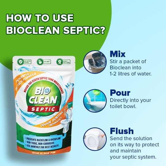 Bioclean Septic Organica Bioclean Septic Tank Cleaner | Odour Removing Effective Bacteria Powder |Reduces Sludge Build-up |Easy to use | Safe for all pipes and drains | Eco-Friendly | Available in Pack of 1 (250 gm)