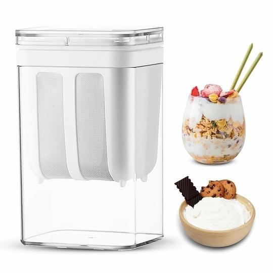 SARTH TREASURE 1100ml Greek Yogurt & Curd Maker with Fine Mesh Strainer & Lid | Whey Separator | Homemade Yogurt, Curd & Cheese Filter