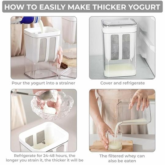SARTH TREASURE 1100ml Greek Yogurt & Curd Maker with Fine Mesh Strainer & Lid | Whey Separator | Homemade Yogurt, Curd & Cheese Filter