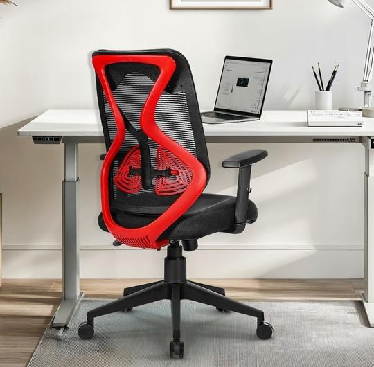 Da URBAN Merlion Office Chair, Mid Back Mesh Ergonomic Home Office Desk Chair with 3 Years Warranty, Adjustable Armrests,Tilt Lock Mechanism (Red)