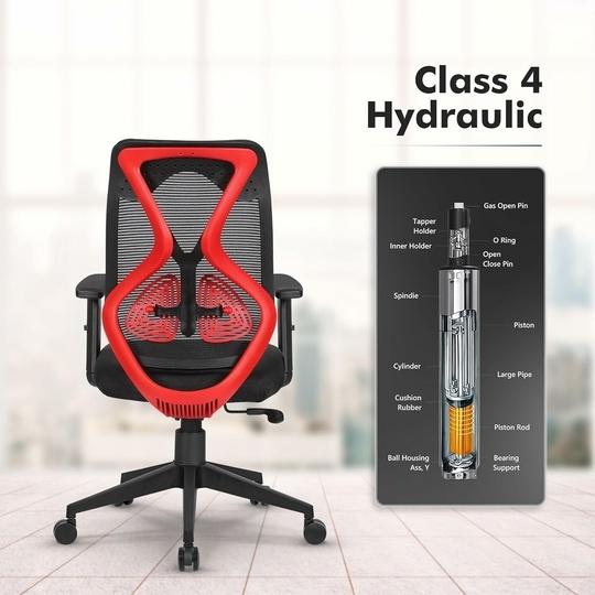 Da URBAN Merlion Office Chair, Mid Back Mesh Ergonomic Home Office Desk Chair with 3 Years Warranty, Adjustable Armrests,Tilt Lock Mechanism (Red)