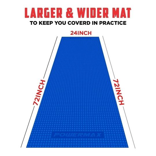 PowerMax Fitness YE6-1.1-BL 6mm Thick Premium Exercise Yoga Mat for Gym Workout [Ultra-Dense Cushioning, Tear Resistance & Water Proof] Eco-Friendly Non-Slip Yoga Mat for Gym and Any General Fitness