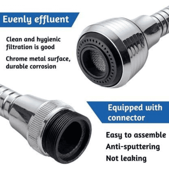 COSWARE Turbo Flex 360 Faucet Sprayer Head Water Tap Extender Multiple use in Bathroom/Kitchen Tap Extension Water Saving Sprinkler and Aerator,Adjustable Head Nozzle