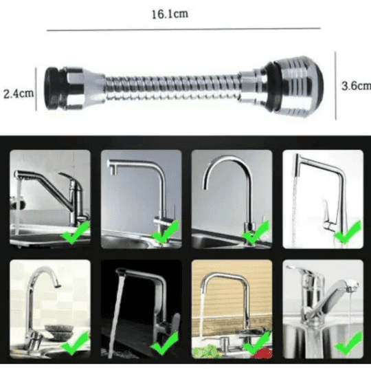 COSWARE Turbo Flex 360 Faucet Sprayer Head Water Tap Extender Multiple use in Bathroom/Kitchen Tap Extension Water Saving Sprinkler and Aerator,Adjustable Head Nozzle
