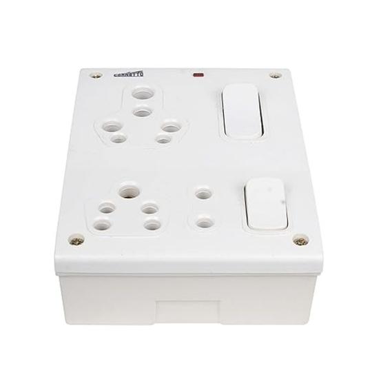 Elegant Casa 6+16 Amp Extension Board with 2 Socket with Individual Switch and Indicator Light for Small and Large Appliances with with 16amp Plug Top 3 Core 1.5mm Copper Wire 8 Meter
