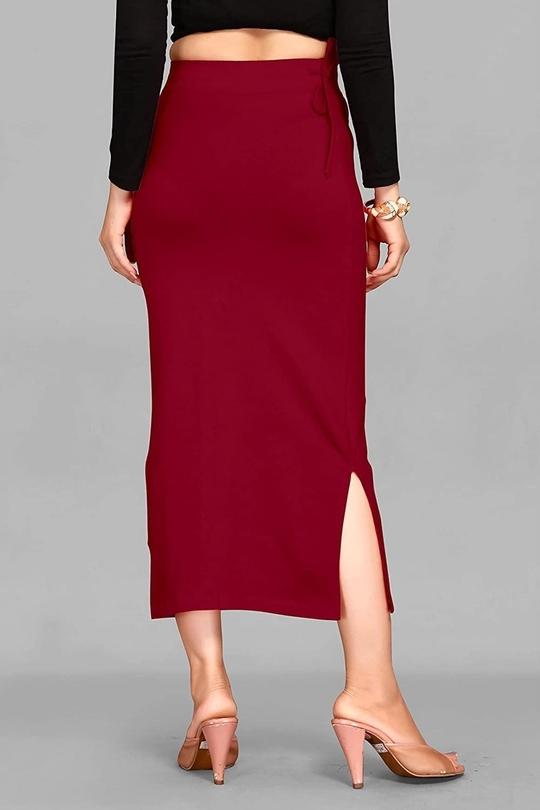 Divra Clothing Women Maroon Solid Cotton Saree Shapewear (L)