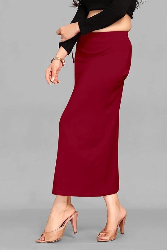 Divra Clothing Women Maroon Solid Cotton Saree Shapewear (L)