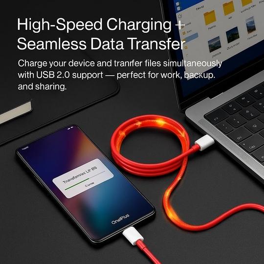 Hespa USB to Type C with Warp SuperVooc Dash for OnePlus 13 13R 12 12R 11 Series 10 Pro 10R 10T 9RT 9R 8T 8R 7 7T 6 6T Nord