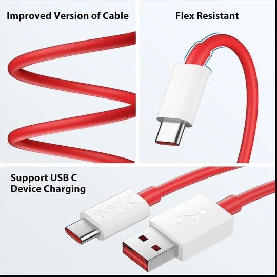 Hespa USB to Type C with Warp SuperVooc Dash for OnePlus 13 13R 12 12R 11 Series 10 Pro 10R 10T 9RT 9R 8T 8R 7 7T 6 6T Nord