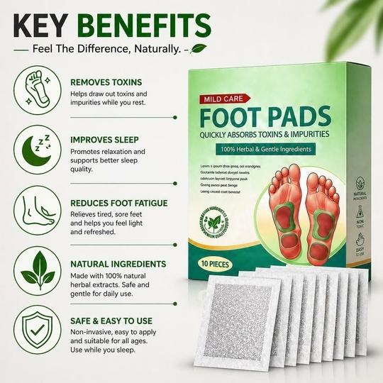 HESPA Overnight Deep Cleansing Foot Patches with Ginger Oil for Relaxation 10 Pieces
