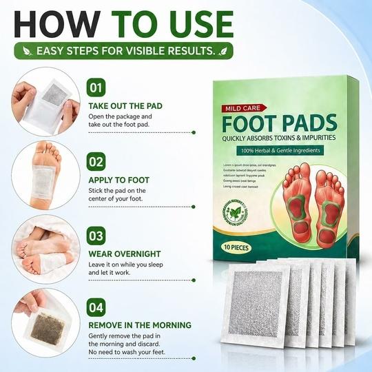 HESPA Overnight Deep Cleansing Foot Patches with Ginger Oil for Relaxation 10 Pieces