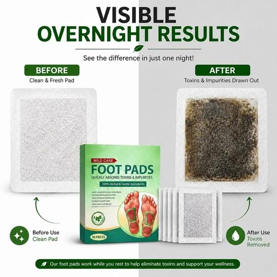 HESPA Overnight Deep Cleansing Foot Patches with Ginger Oil for Relaxation 10 Pieces
