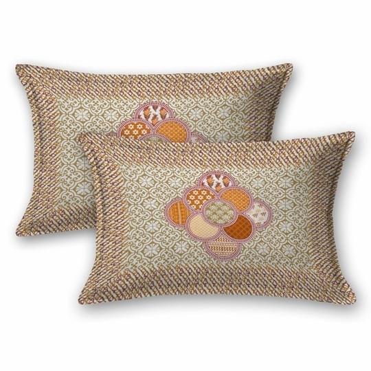 UniqChoice 100% Cotton Beige Color Printed Traditional Double Bedsheet With 2 Pillow Cover(229_Beige_89)