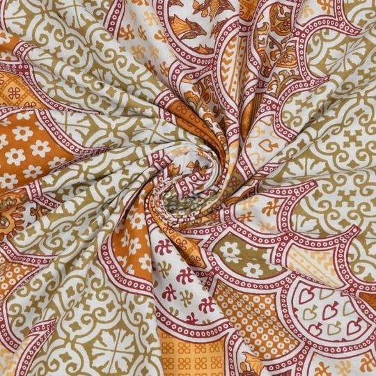 UniqChoice 100% Cotton Beige Color Printed Traditional Double Bedsheet With 2 Pillow Cover(229_Beige_89)