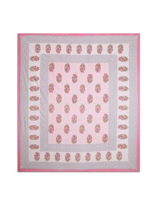 UniqChoice Pink Color 100% Cotton Jaipuri Traditonal Double BedSheet With 2 Pillow Cover(buta)
