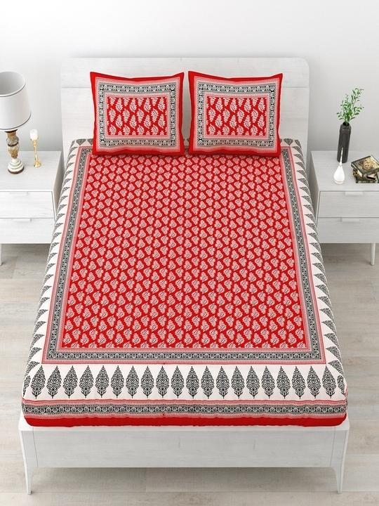 UniqChoice Red Color 120 TC 100% Cotton Double Bedsheet With 2 Pillow Cover(251_89)