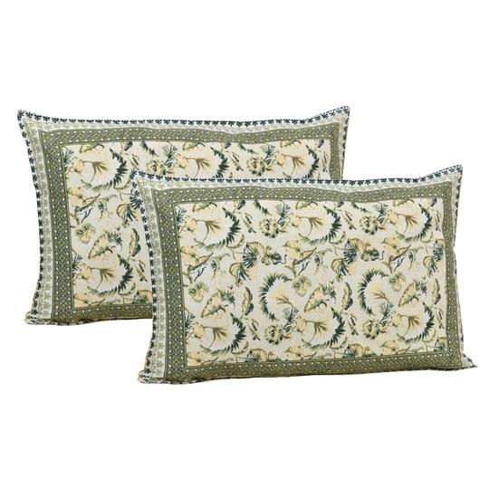 UNIQCHOICE 180 TC Green Color Floral Printed King Size Bedsheet With 2 Pillow Cover (ELEG-37-Green)