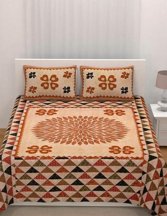UniqChoice 210 TC Brown Color 100% Perimum Cotton King Size Bedsheet With 2 Pillow Cover 228 x 274 cm(SCBadmeri1602_brown)