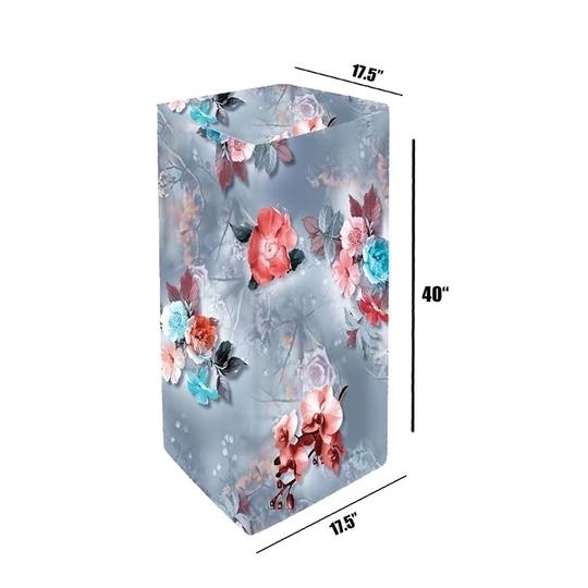 MAHAL CREATION Cooler Cover Compatible For Bajaj TC2008 26L Personal Tower Air Cooler Waterproof, Dustproof, Size (HxWxD) 101.6X44.45X44.45 Cm, Grey Flower.