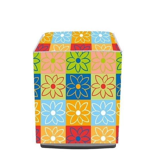 MAHAL CREATION Top loading Fully Automatic Washing Machine Cover Compatible For Samsung, Lg, Whirlpool, Godrej 6.5kg, 7Kg, 7.5Kg, 8Kg, 9Kg, 10Kg, 11Kg (63DX63WX94H), Waterproof Cover, Flowers.
