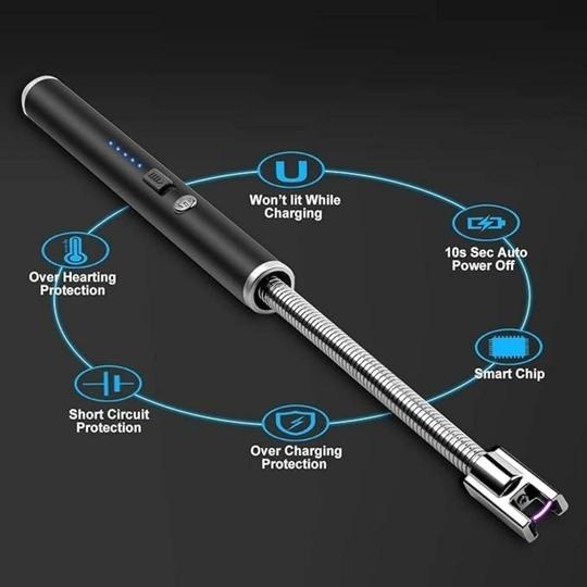 JENUK Rechargeable Electric Arc Lighter for Candles, Kitchen, 360 Degree Flexible Neck, USB Lighter, Windproof, Flameless, Diwali Fireworks