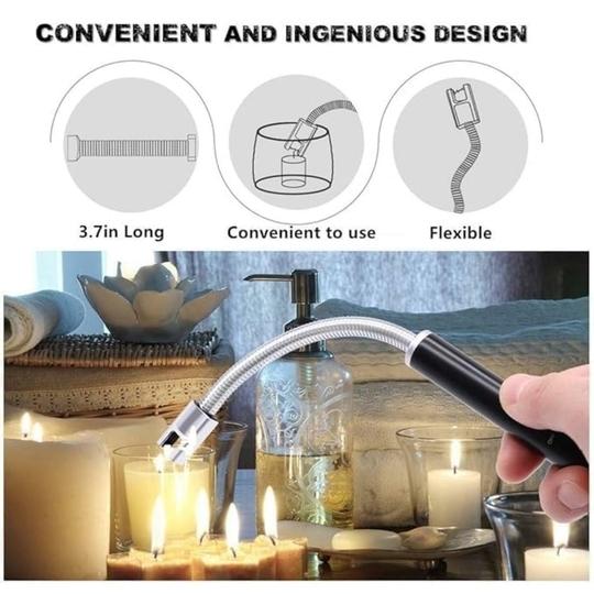 JENUK Rechargeable Electric Arc Lighter for Candles, Kitchen, 360 Degree Flexible Neck, USB Lighter, Windproof, Flameless, Diwali Fireworks