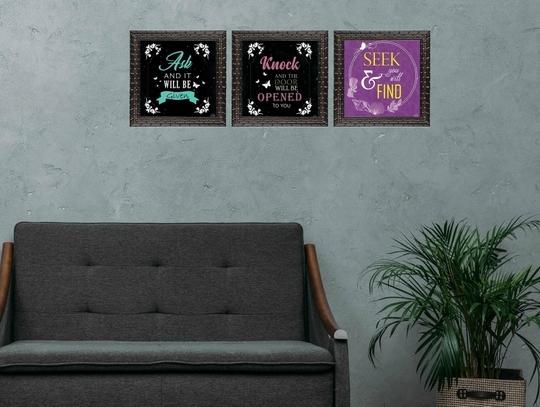 Indianara Set Of 3 Spritual Quotes Framed Wall Hanging Laminated Paintings Matt Art Prints 9.5 Inch X 9.5 Inch Each Without Glass (1168Bk) (9.5 Inch X 9.5 Inch, Golden Brown)