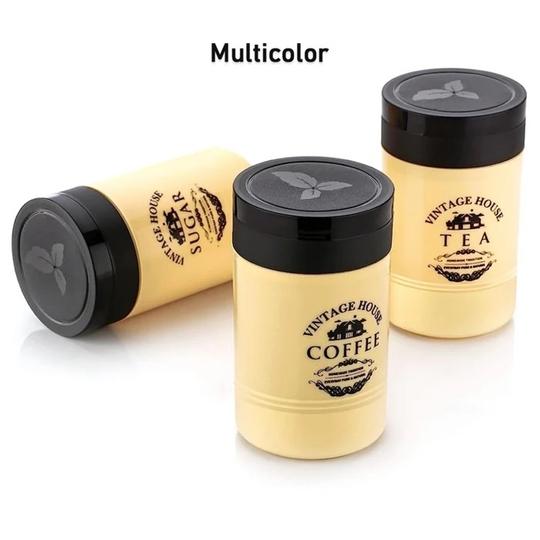 IDEAL PRIME BPA Free Airtight Plastic Container 3 Pieces Tea Coffee & Sugar Containers 800 ml Each Food Grade Plastic Jars Kitchen Storage Colour Assorted Pack Of 3