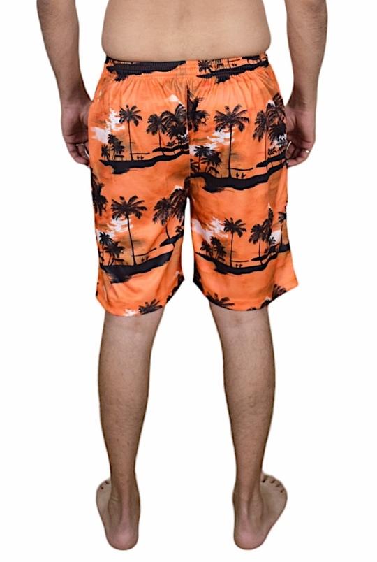 Aqua Holic Spandex Men's Orange & Blue Beach Shorts Quick Dry Swim Trunks with Mesh Lining Lightweight Summer Swimwear Ideal for Pool  Beach & Outdoor Play