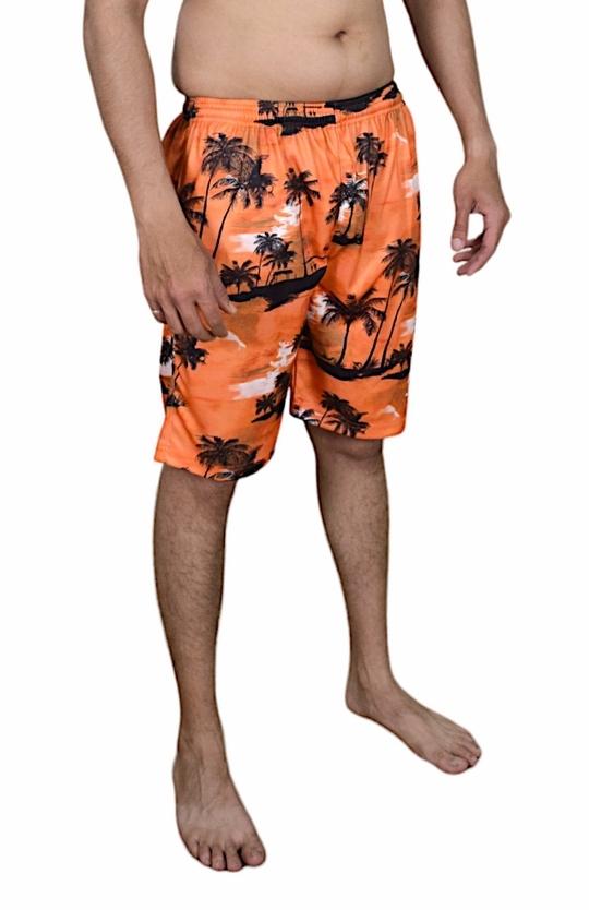 Aqua Holic Spandex Men's Orange & Blue Beach Shorts Quick Dry Swim Trunks with Mesh Lining Lightweight Summer Swimwear Ideal for Pool  Beach & Outdoor Play