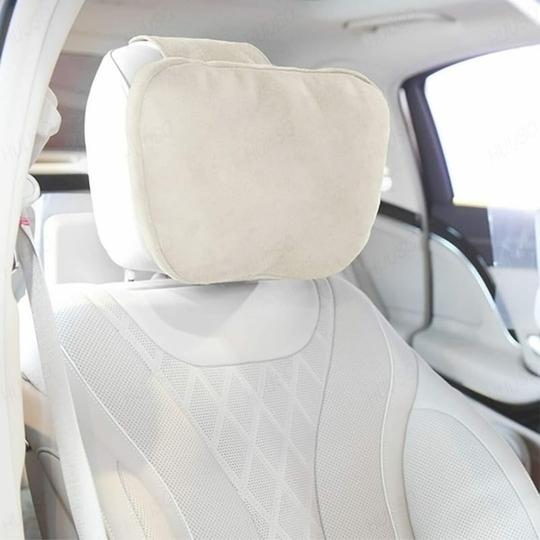 HUUSO Premium Quality Headrest Waist Cushion Set Beige, Maybach Design Super Soft Car Headrest (2 Pc) & Pillow Lumbar Support (2 Pc) Compatible with Kia Seltos