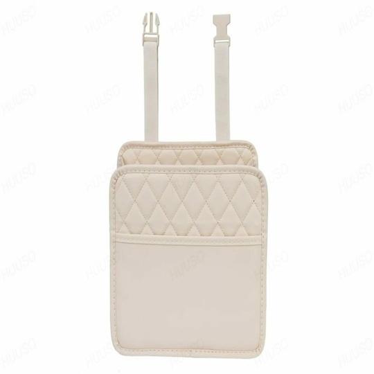 HUUSO Car Seat Back Pocket, Beige Multi-functional Storage Bag, Trash Can, Waterproof, Stain Resistant, Convenient Goods, Space Saving Compatible with Audi S6