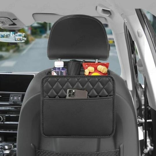 HUUSO Car Seat Back Pocket, Beige Multi-functional Storage Bag, Trash Can, Waterproof, Stain Resistant, Convenient Goods, Space Saving Compatible with Audi S6