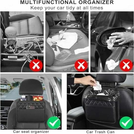HUUSO Car Seat Back Pocket, Beige Multi-functional Storage Bag, Trash Can, Waterproof, Stain Resistant, Convenient Goods, Space Saving Compatible with Audi S6